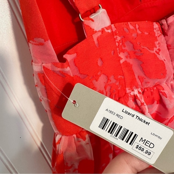 NWT Lizard Thicket Red Floral Layered Hem Mini Dress Size Medium - Picture 8 of 12